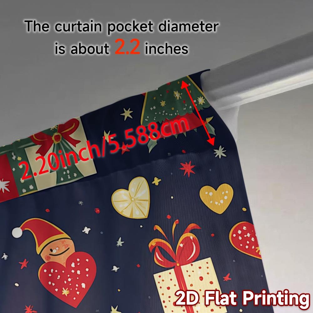 2 Stück, Vorhänge Weihnachtsbaum Weihnachtsmann Geschenk Sterne Modern Moderne Vorhänge Polyester Einfach zu installieren Vorhänge Geschenke Perfekt für Küche
