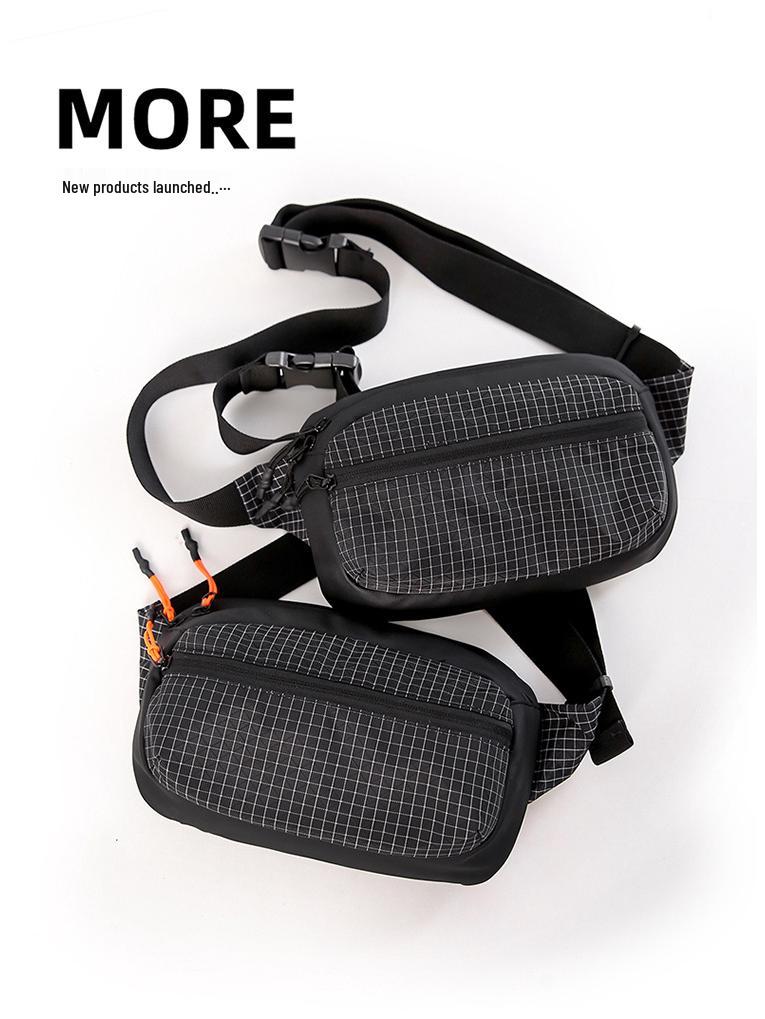 Ultraleichte Karierte Wasserdichte Nylon Herren Umhängetasche: Trendige Rad- & Handy-Bauchtasche