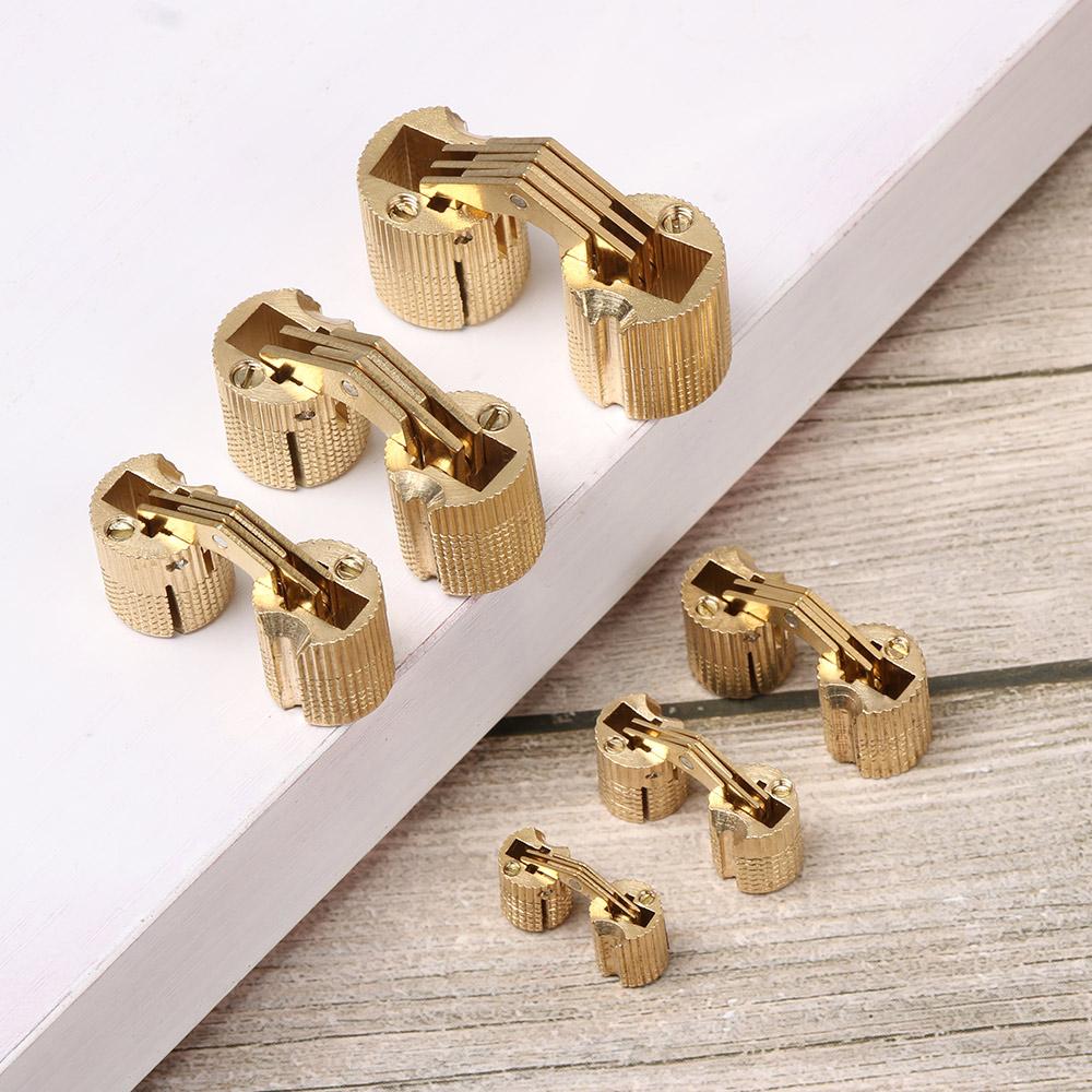 8-18mm Furniture Brass Hinges Concealed Hinges Cylindrical Hinges For Invisible Door Small Closet Cupboard Durable Door Hardware