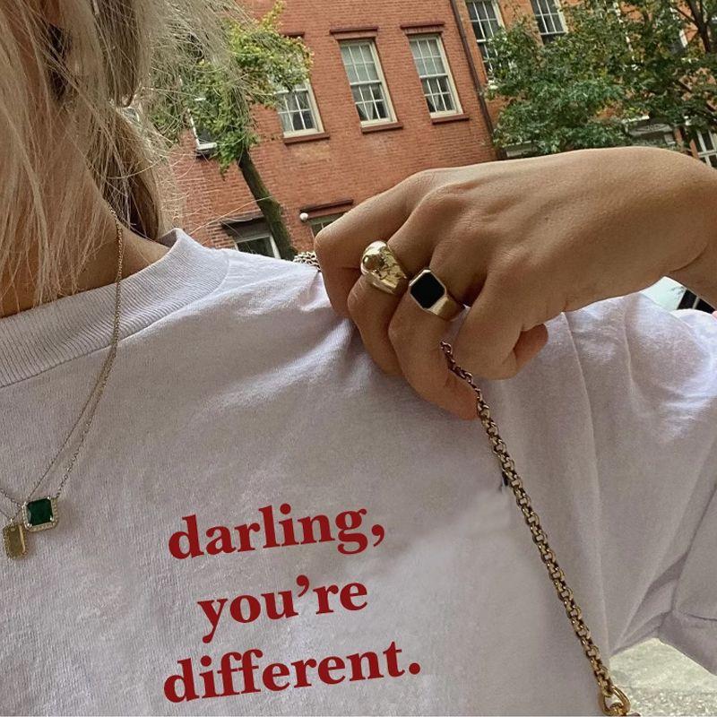 

Shoulder Pure Cotton Short-Sleeved T-shirt for Women Loose American Retro White XL