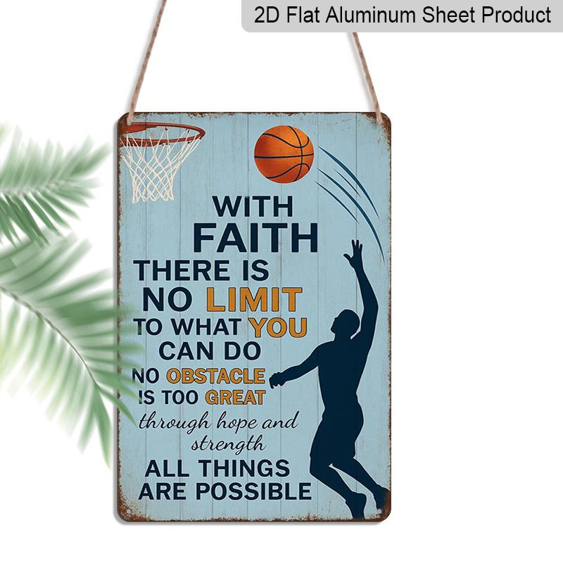 

2D Flat 1pc With Faith There Is No Limit Basketball Metal Sign 7.87x11.81inch - Aluminum Motivational Sports Decor for Basketball Fans, Home, Gym 20*30cm