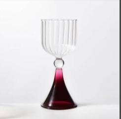 Small Ins Champagne Cup High Beauty Household Red Wine Cup Heat Resistant Vertical Textured Glass Mug Dessert Juice Goblet