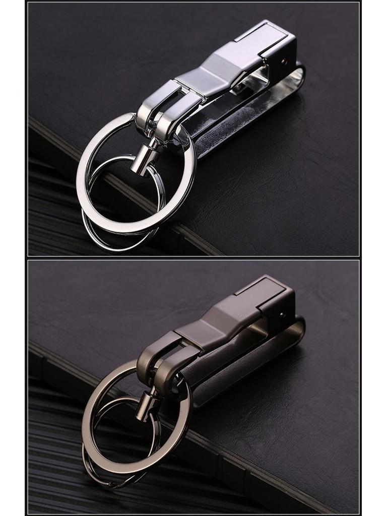Zhongbang Men's Creative Metal Double Ring Detachable Anti-Lost Car Keychain Pendant