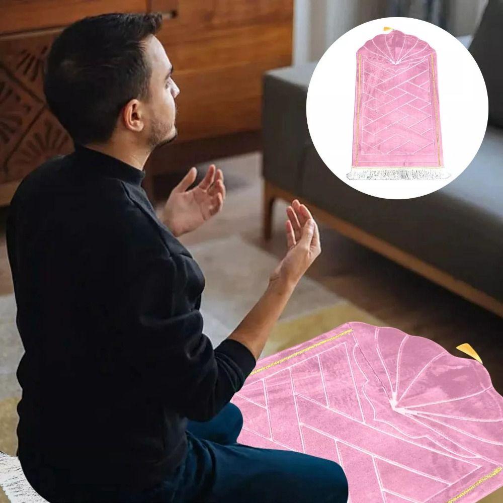 Thickened Prayer Mat Embossing Flannel Carpets High Quality Eid Festival Rugs