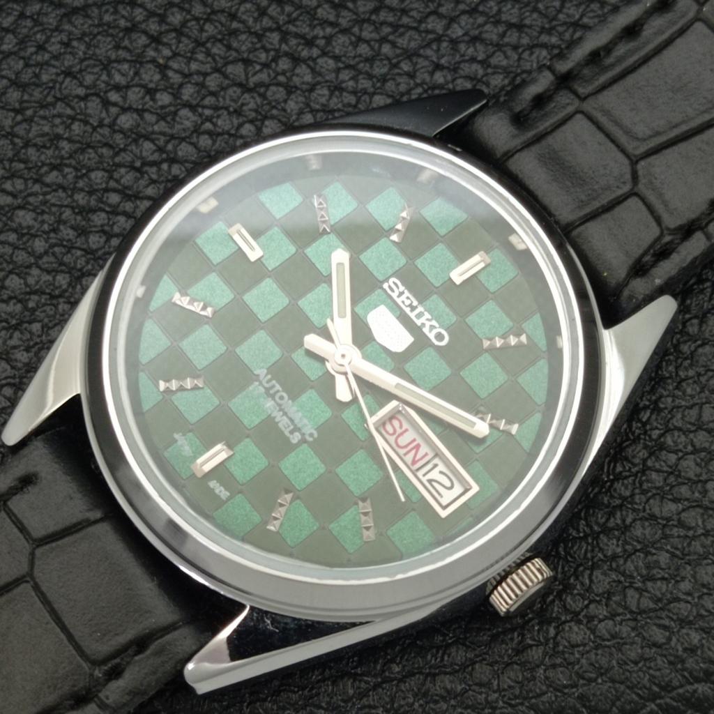 AUTOMATIC SEIKO 5 JAPAN MENS 6309A REFURBISHED GREEN COLOR DIAL WATCH a440310-4 Sk-a440310