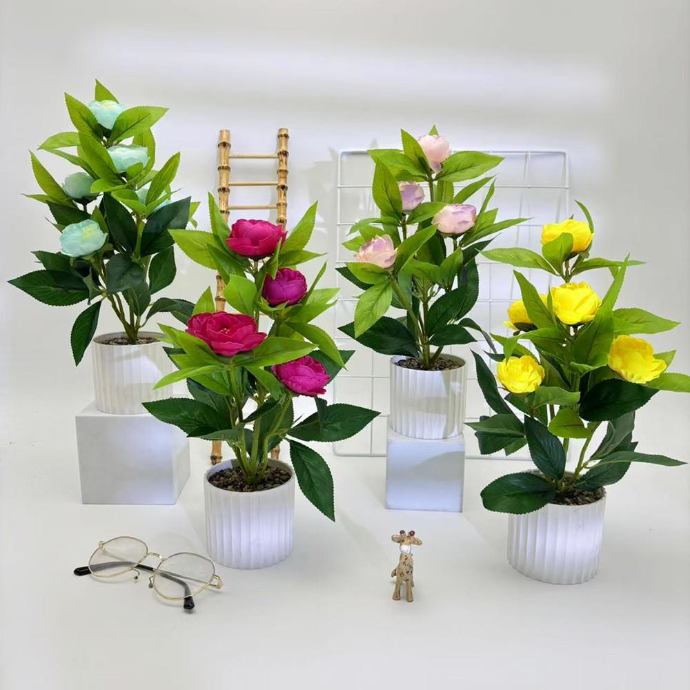 Flower Rose Artificial Flowerpot Green Plant For Wedding Party Prop Decoration