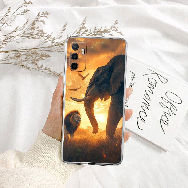 IK4 Animal Elephant Transparent Phone Case for Samsung Galaxy A04 A04S A14 A23 A34 A54 M23 M33 M52 M53