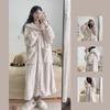 Pocket Rober Women Sleepwear Winter Nightdress Night Wears Warm Fleece Pajama One Piece Nightgown Hooded Sleeping Homewear