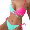 2025 New Color Matching Suspender Sexy Split Swimsuit Women's Three-point Bikini Beach Spa Swimsuit