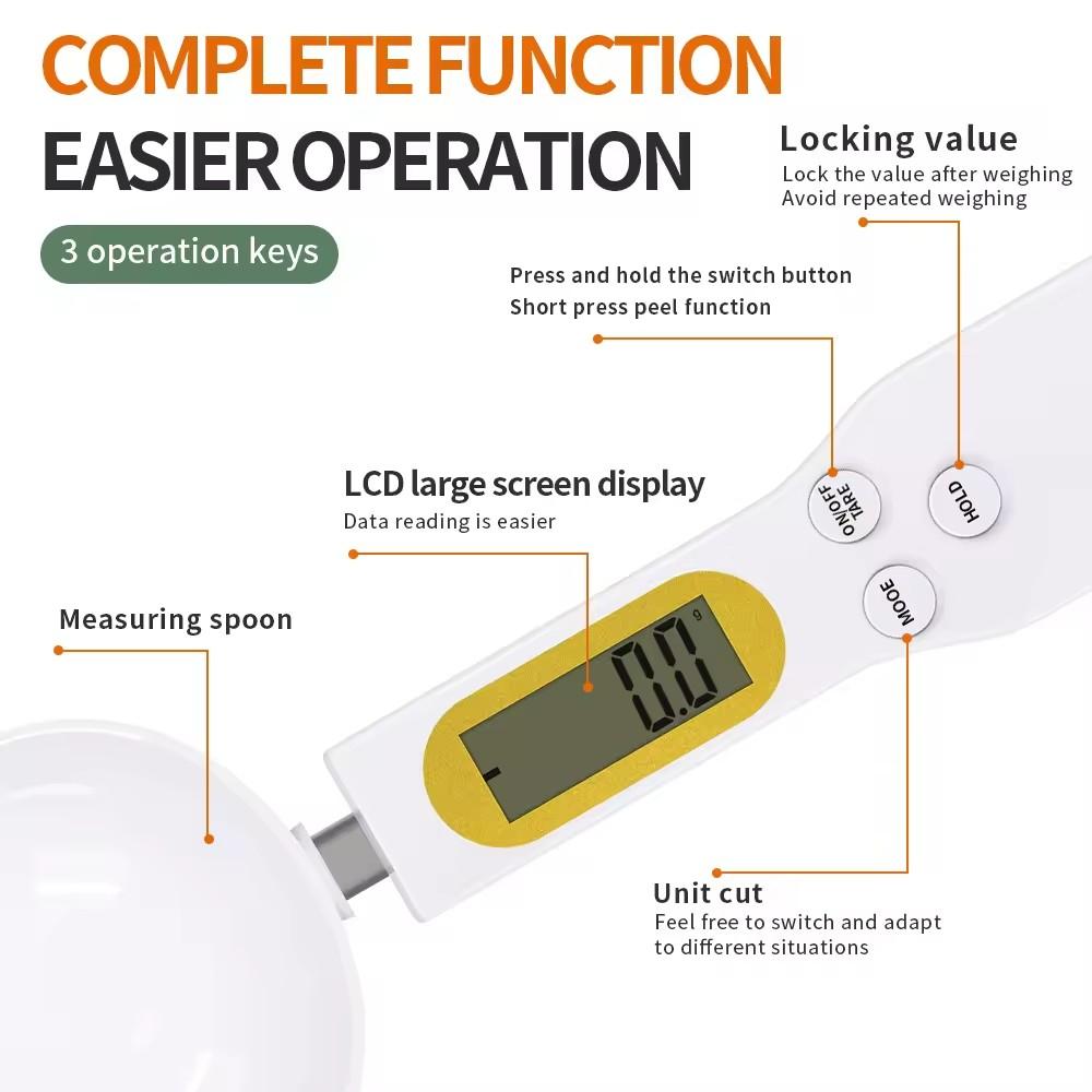 Mini Spoon Scale Digital Kitchen Scale  LCD Digital Measurement Adjustable Weighing 0.1-500g Milk Coffee Powder Weight Measure