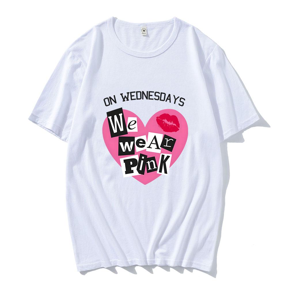 MeanGirls Am Mittwoch Tragen Wir Rosa T-Shirts Kurzarm Weiches Baumwoll-T-Shirt Lässig Frühling Damen Unisex T-Shirt Grafikdruck Tee