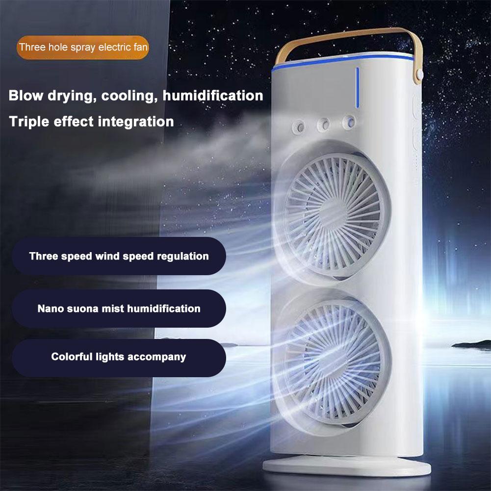 Evaporative Air Cooler 3 Speeds Humidifier Fan LED Night Lights Small Cooling Fan for Room Bedroom Office