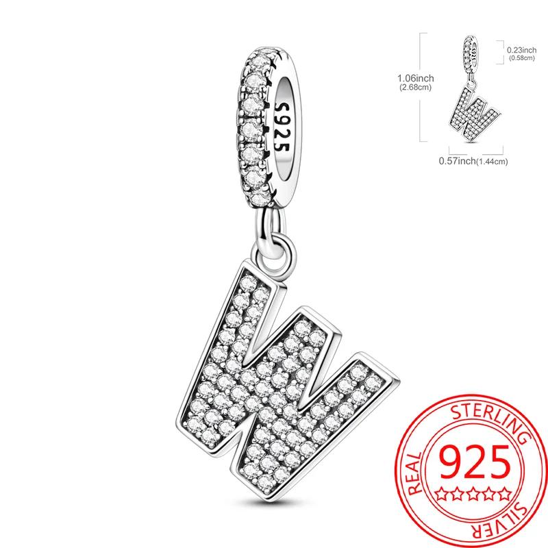 Copper 26 Letters Alphabet Charms Bead Inlaid Shiny Zircon Diy Love Letters Jewelry Gift Fit Original Bracelet For Women