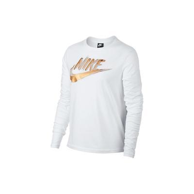 Logo Koszulka z długim rękawem Casual Damskie topy Biała 939349-100