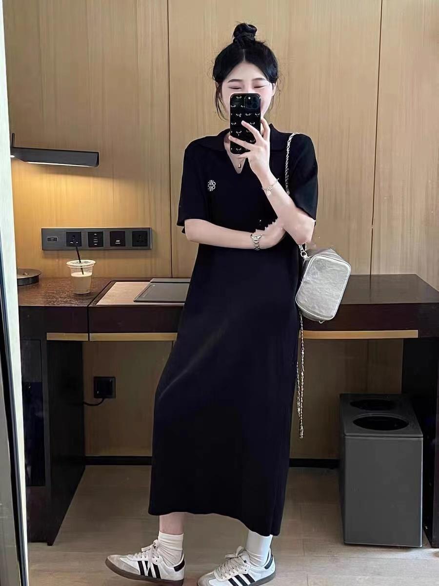 

Летнее полосатое трикотажное платье-поло из ледяного шелка – Свободный и модный дизайн One Size [Recommended for up to 125 lbs]