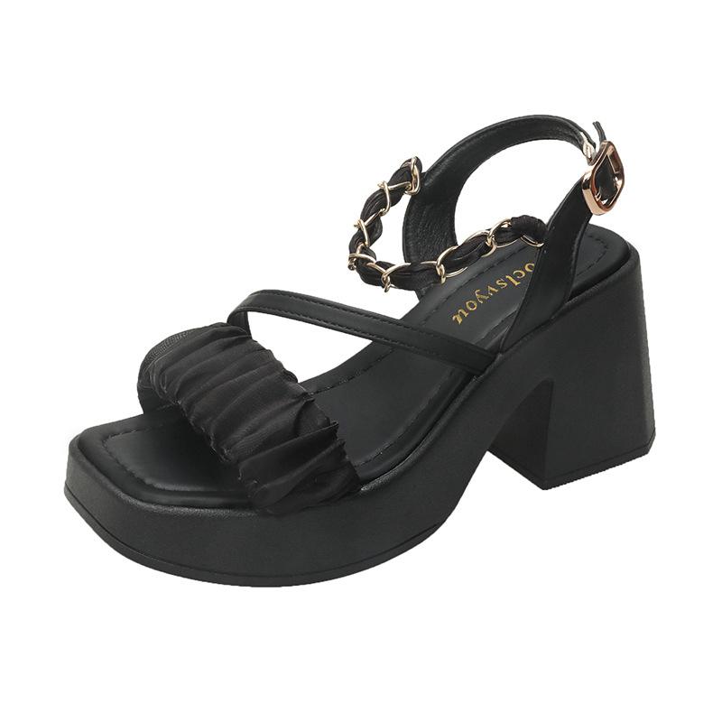 

Летние сандалии на толстой подошве с одним ремешком женские на высоком каблуке массивные модные сандалии женские модные женские летние туфли дышащие для жаркой погоды 41