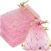 Transparent Organza Mesh Bag with Star & Moon Design, Drawstring Pouch for Jewelry or Candy Gift Packaging