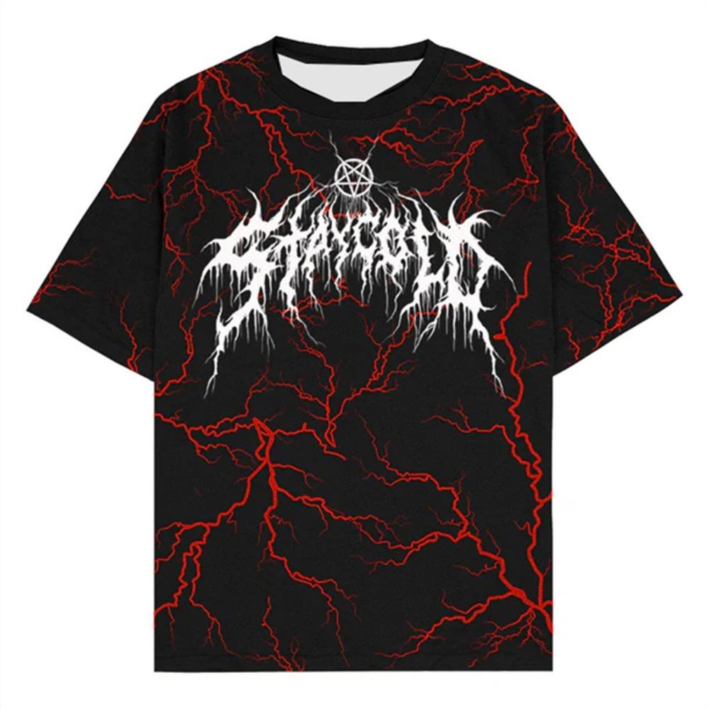 Camiseta de Moda para Hombre Tendencia Estilo Gótico Camiseta para Mujer Verano Impresión 3D Casual Cuello Redondo Manga Corta Camisetas Top