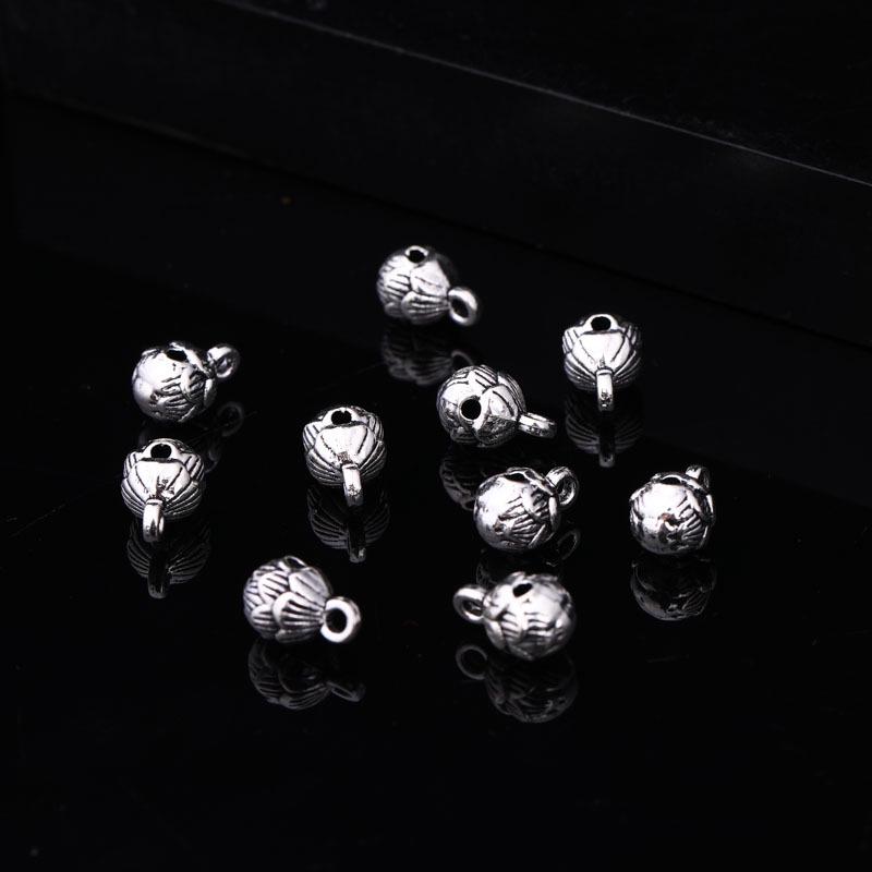 Anhänger Lotus-Kapsel aus tibetischem Silber: Vintage Blumenhalter Anhänger & Perlen für DIY Schmuck und Armbänder