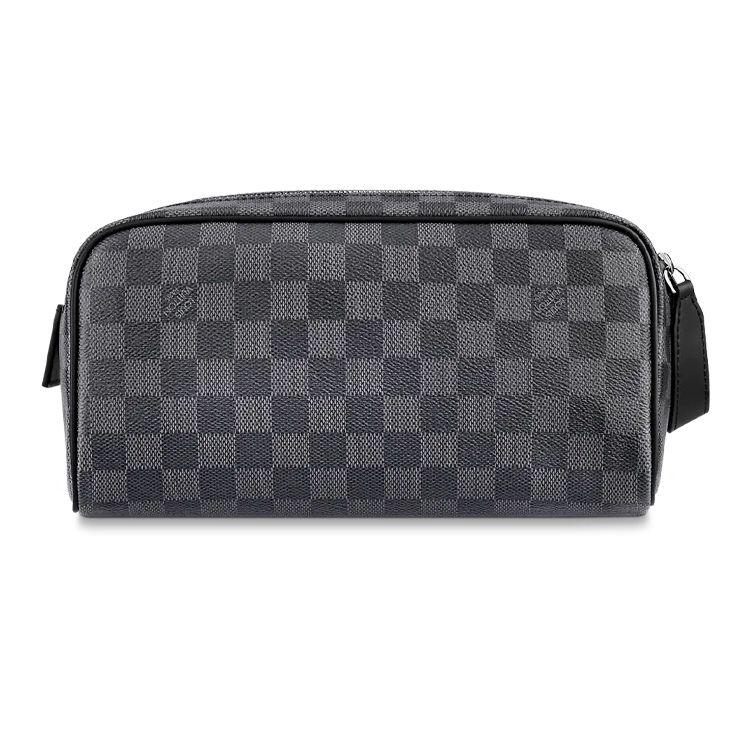 Louis Vuitton Check Pattern Canvas And Leather Toiletry Bag Men Toiletry Bag Black Blue N40127