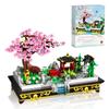 Hallisun Kirschblüten-Bonsai-Baum Bau-Set Bonsai-Baum Mini-Größe Japanischer Zen Sakura Japanischer Stil Kirschblütenblüten und Japanischer Garten