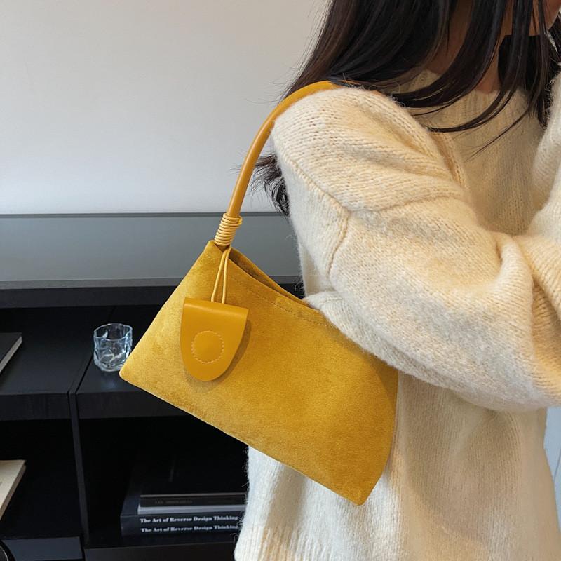Retro Suede Underarm Bag For Women Pu Material Crossbody Purse Daily Use