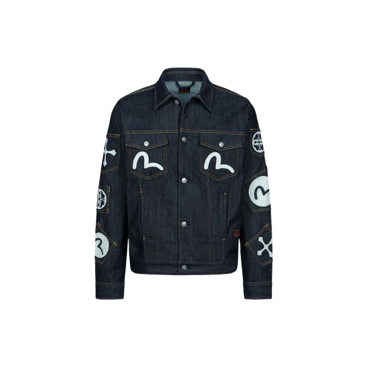 Evisu Aw23 Seagull Print Denim Jacket Men Jacket Denim-Blue 2EAHTM3DJ7004RXCX