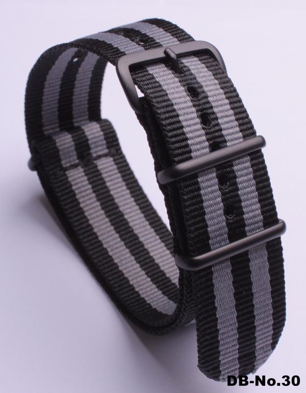 Black Nylon & Canvas Watch Strap with Vacuum-Plated Buckle