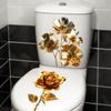 Gold Flower Toilet Seat Lid Sticker Selfs-Adhesive Bathroom Wall Sticker Floral Toilet Lid Decals DIY Toilet Stickers