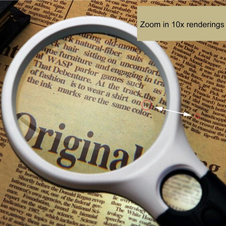 Reading Visual Magnifier with 3 LED Light, Mini Portable 3-45X Handheld Reading Visual Magnifier with 3 LED Light