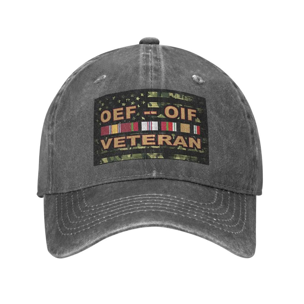 Vintage Operations Enduring Freedom OEF OIF Veteran Baseball Cap Unisex Distressed Denim Washed Headwear Outdoor Travel Gift Hat
