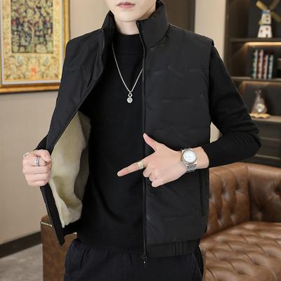 Lamb Velvet Men's Vest, Autumn and Winter Trendy Down Cotton Vest Warm and Velvet
