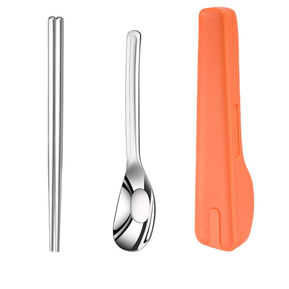 2Pcs/Set with Buckle Travel Cutlery Set with Storage Box Spoon Chopsticks Set  Outdoor