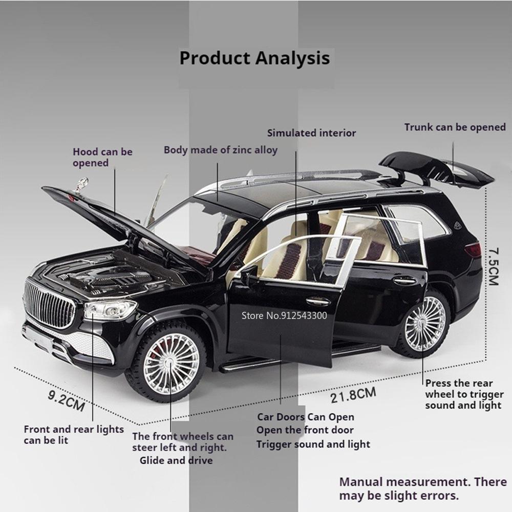 1:24 Scale S680 GLS600 Model Toy Car Alloy Diecast Sound Light Front Wheel Steering Simulation Vehicles Models Great Collectible