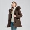 Winter Coated Warm Cotton Coat Hooded Parka Coat Women's Mid Length Fur-Lined