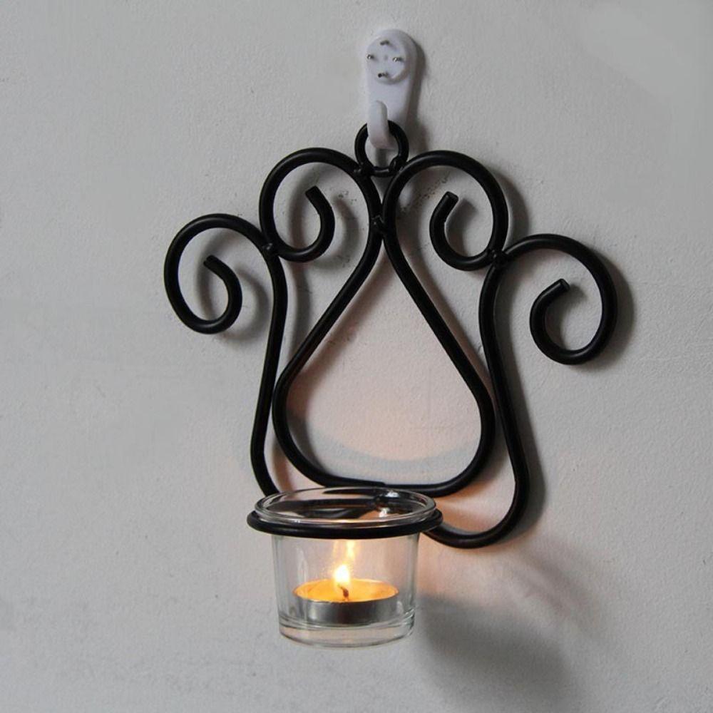 Anti-Rust Iron Candlestick Shelf Decorative Wall Display Holder Wedding Decor