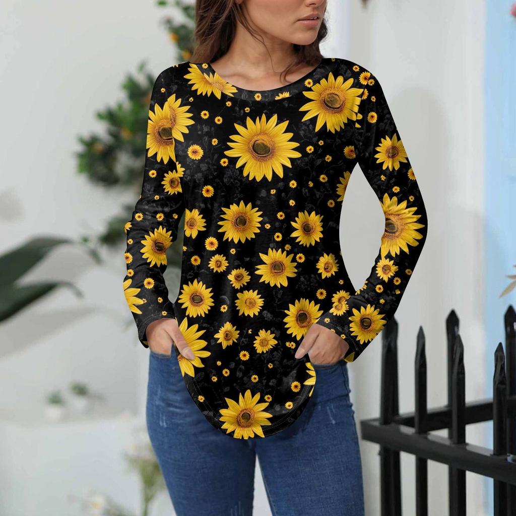 Tee Shirts For Women Fall Casual Long Sleeve Shirts Sweatshirt Vintage Graphic Printing Top Pullover Valentine's Day