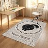 Black Cat Music Theme Soft Crystal Velvet Rug Custom Name & Text Print Non Slip Floor Rug for Bedroom Living Room