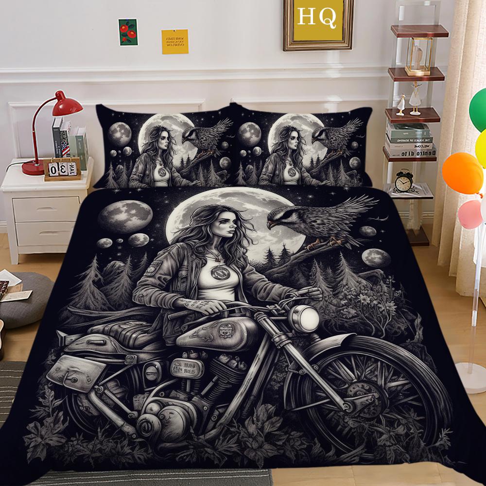 Beauty Skull bedrucktes Trösterbezug-Set, Doppelbettgröße, Mikrofaser-Tagesdecken, modische, hochwertige Heimtextilien