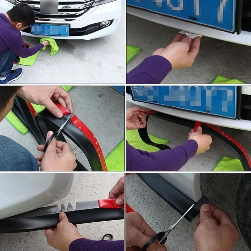 Car Bumper Lip Stickers Soft Carbon Fiber Car Rubber Bumper Strip Outside Bumper Front Lip Car Bumper Protectors