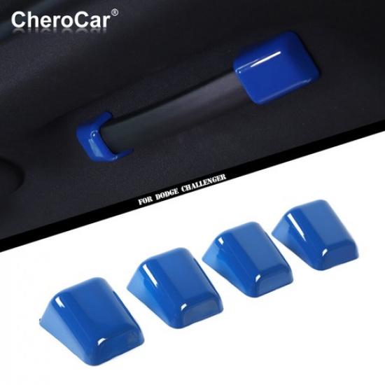 

4X Top Grab Handle Trim Cover Frame For Dodge Challenger 2010+ Blue Accessories