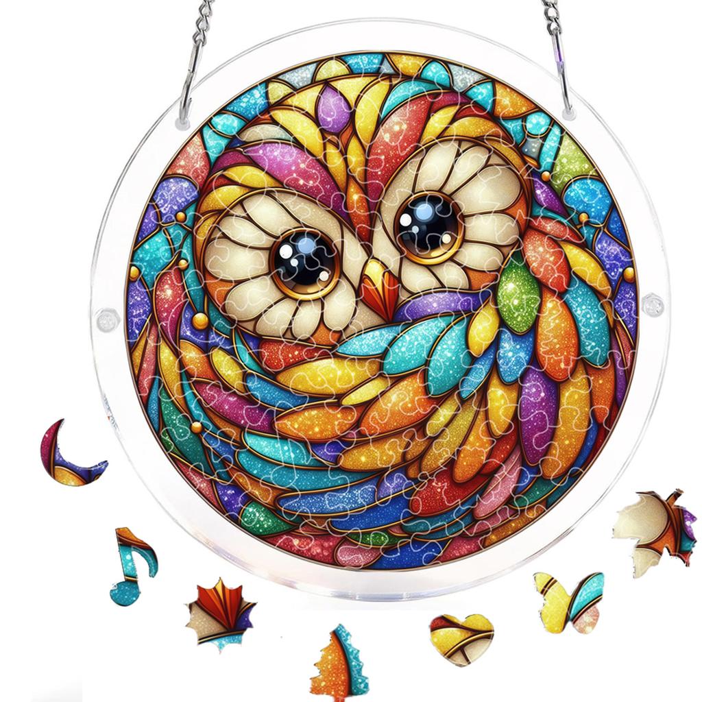 Acrylic Puzzle Window Hanging with Hanging Chain Elegant Suncatcher Kit Non-Fading UV Print Window Ornament for Room Wall Art