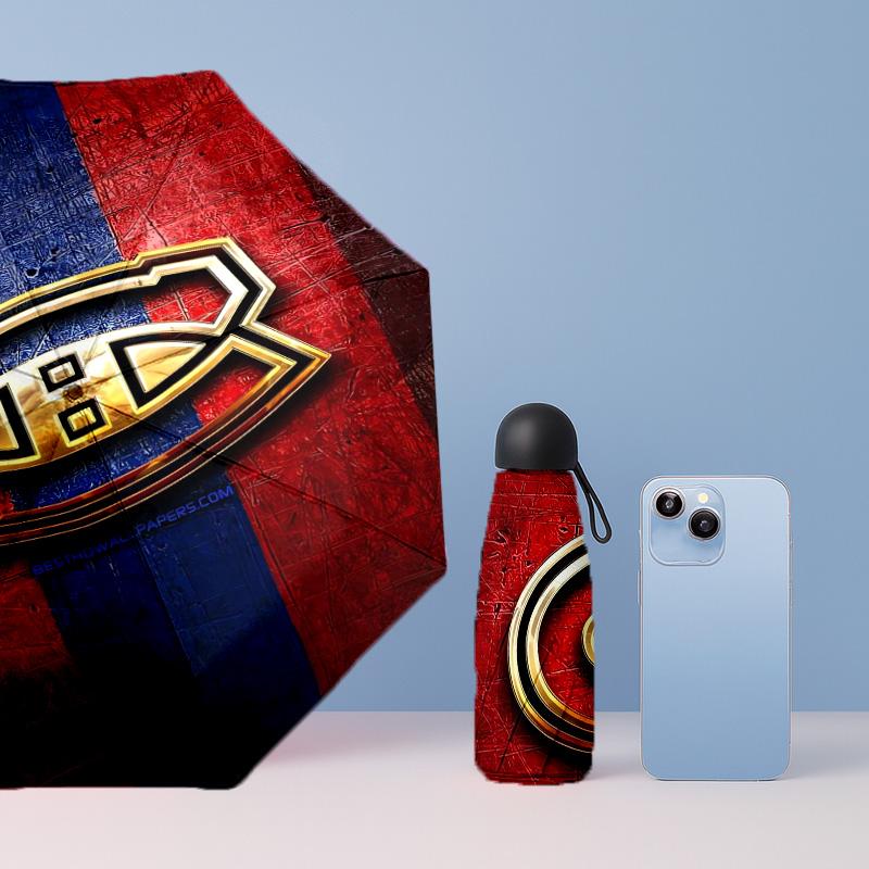 Montreal Canadiens Printed 5?Fold Mini Umbrella 8?Rib Windproof Compact Umbrella For Women Pocket Carry