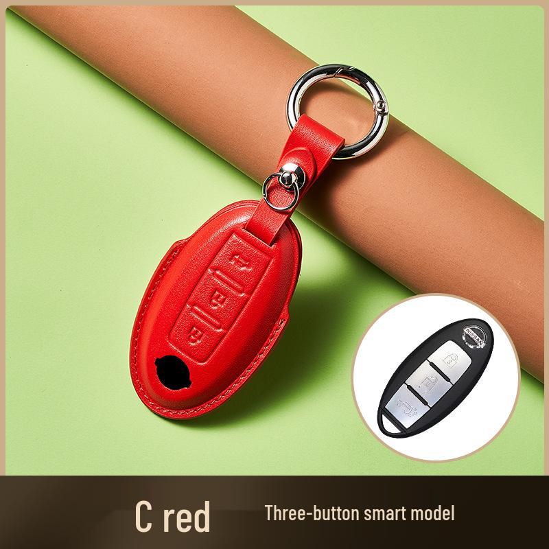 Skórzany Etui na Klucze ze Skóry Wyprawianej Roślinnie dla Nowego Kluczyka Samochodowego Sylphy Murano, Ręcznie Robiony Wzór Klamry dla Mężczyzn