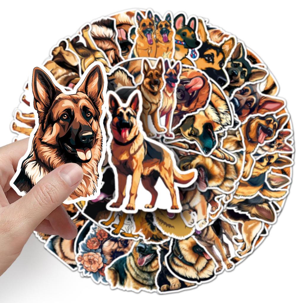 50 German Shepherd Cartoon Stickers: Waterproof, Decorative for Phone Cases, Water Bottles, Journals