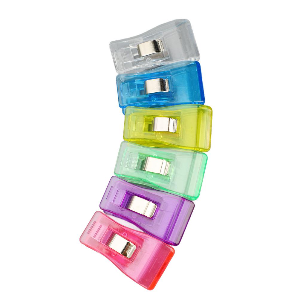 100 Pieces Multifunction Clips Colorful Transparent Plastic Flat Tail Clip Set for Hanging Photo