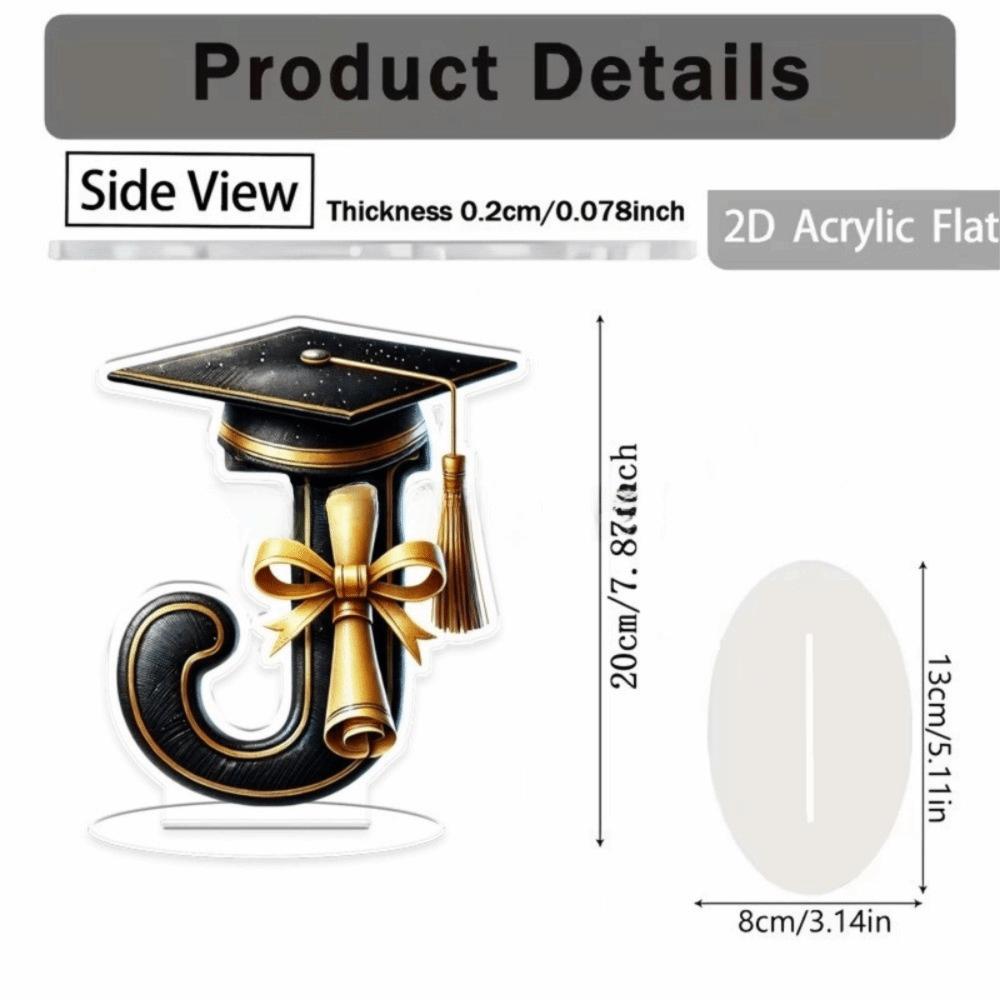 Alphabet Design Graduation Decorations 2D Flat Desktop Ornament Graduation Gifts  Celebration