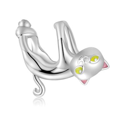 Dangling Kitten Silver Charm Bead for Modular Bracelet