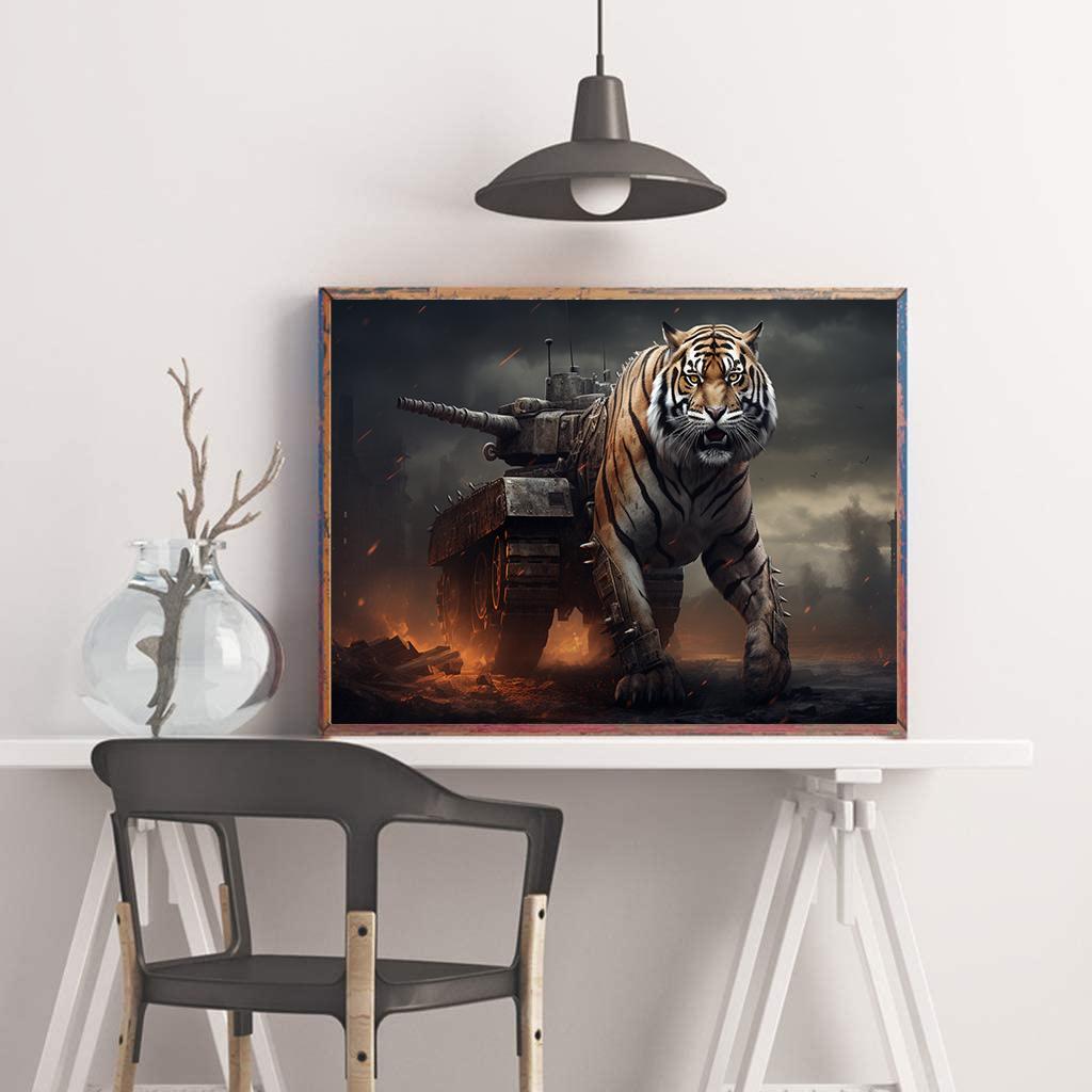 DIY pictura cu diamante modificată tigru rezervor kit punct de cruce artă mozaic pictură cu diamant cerc complet/pătrat cu diamante decorare acasă