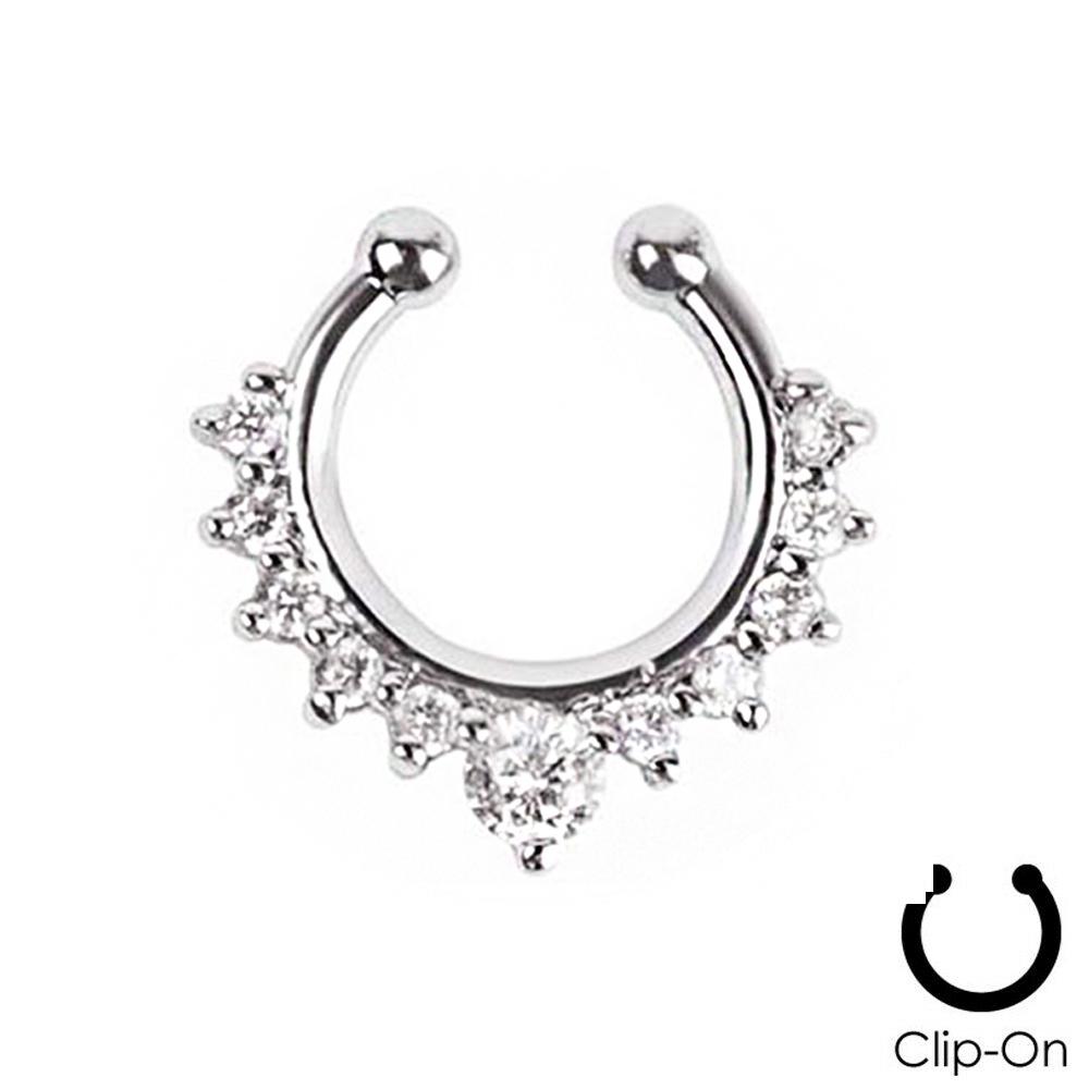 16g Steel Gold CZ Septum Fake Piercing Mix Styles Falso Septum Nose Rings Clickers Men Body Jewelry Piercing Nariz Daith Helix